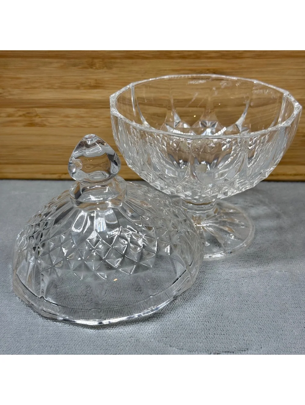 Cristal d'Arques Longchamp 24% Lead Crystal Covered Candy Dish with Lid France
